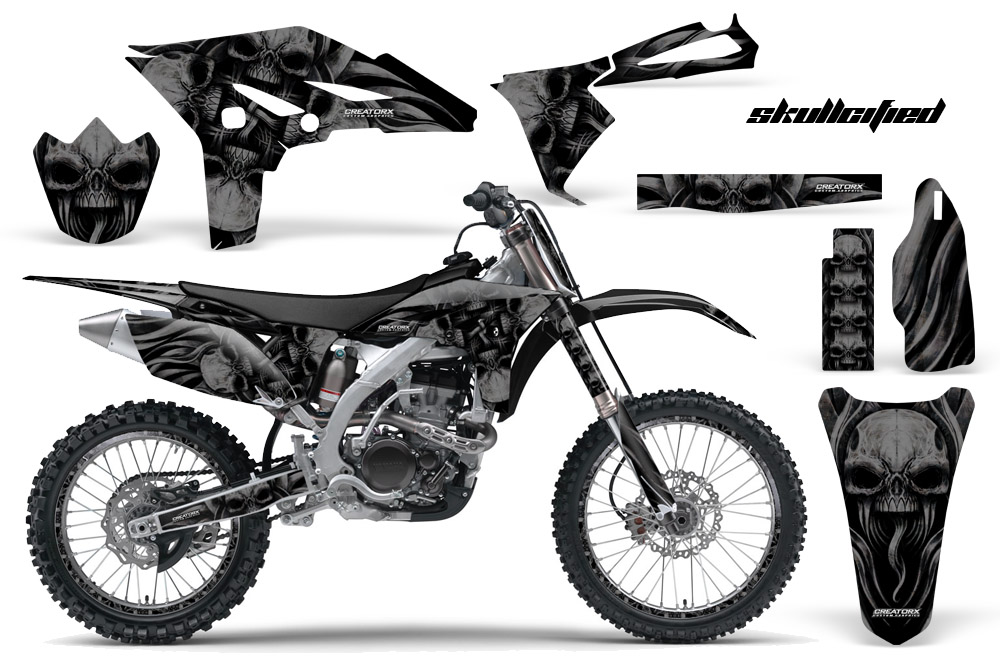 Yamaha YZ250F 2010-2012 Graphics Kit Skullcified Black Black NP Rims